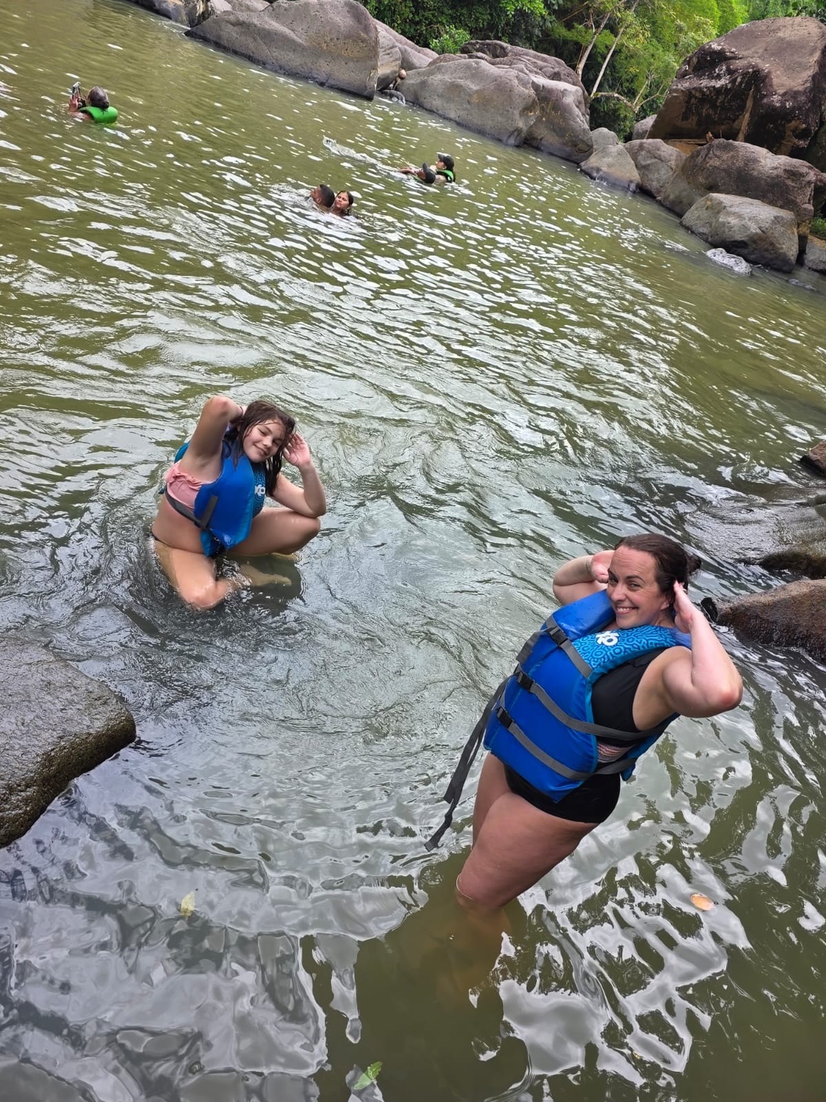 Clients fully geared up and ready for the river — safety and fun, all included